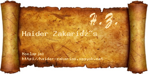 Haider Zakariás névjegykártya